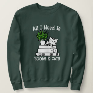 Boeken- & Kattenliefhebbers Sweatshirt - Grappig S