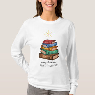 Boeken Kerstboom Leraar Gepersonaliseerd Shirt