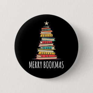 Boeken Kerstboom Vrolijke Boeken Ronde Button 5,7 Cm