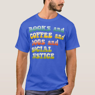 Boeken, koffie en honden en retrocessie voor socia t-shirt