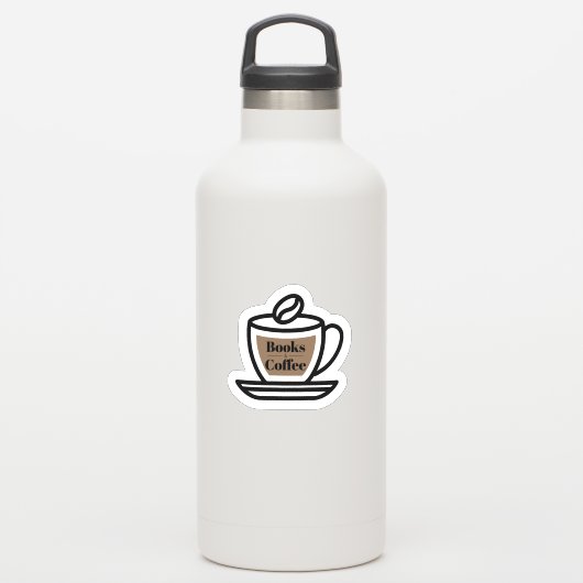 Boeken & Koffieoverzicht Sticker (Waterfles)