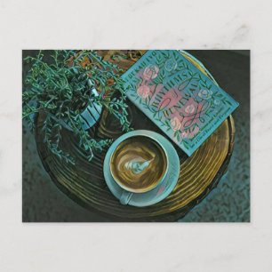 Boeken lezen, koffie drinken briefkaart