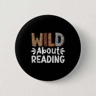 Boeken lezen lezer bibliothecaris wilde dieren lui ronde button 5,7 cm