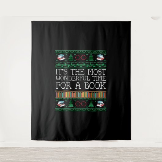 Boeken lezen Librarian Book Lovers Ugly Kerstmis Wandkleed (Voorkant)