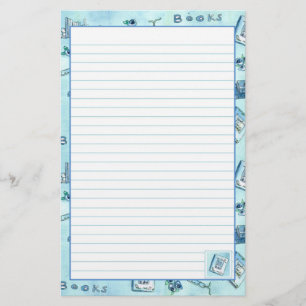 Boeken lezen Pastel Blue Lined Briefpapier