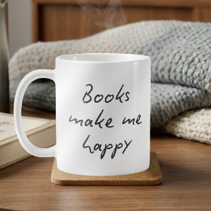 Boeken maken me gelukkig Handgeschreven donkergrij Koffiemok