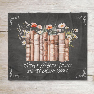 Boeken met Bloemen en Citaat op Zwarte Schoolbord Fleece Deken