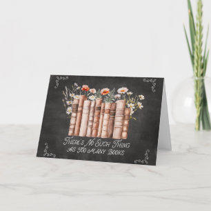 Boeken met Bloemen en Citaat op Zwarte Schoolbord Kaart