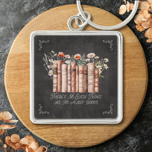 Boeken met Bloemen en Citaat op Zwarte Schoolbord Sleutelhanger