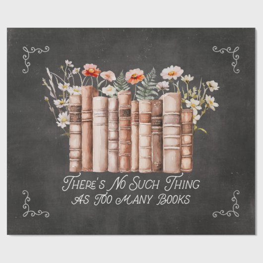 Boeken met bloemen en Quote op Black Decoupage Cadeaupapier (Vlak)