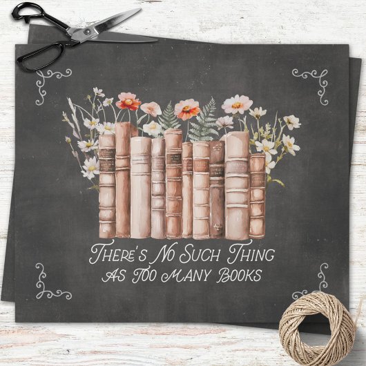 Boeken met bloemen en Quote op Black Decoupage Cadeaupapier