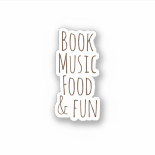 Boeken muziek eten en plezier, esthetische Sticker