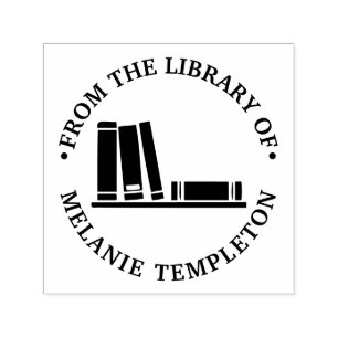 Boeken op plank “Uit de bibliotheek van” Naam Mono Zelfinktende Stempel