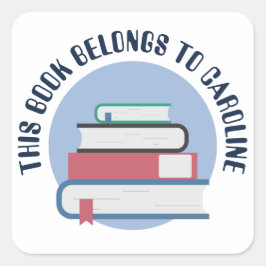 , BOEKEN, OPGESTAPELDE BOEKEN, SCHOOLBOEKEN, BOEKE VIERKANTE STICKER