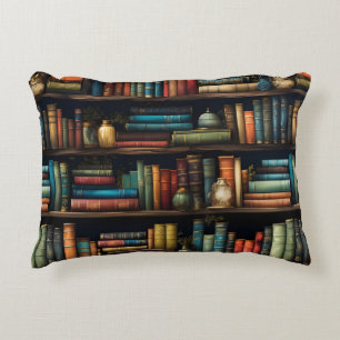  boeken over boekenplankpatroon accent kussen
