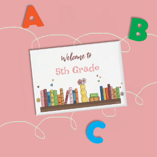 Boeken over Shelf Back-to-School White Pin Button