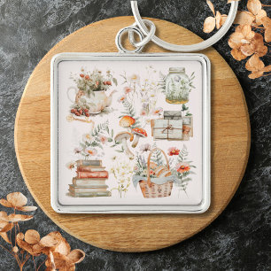 Boeken Paddenstoel Bloemig Whimsical Cottagecore K Sleutelhanger