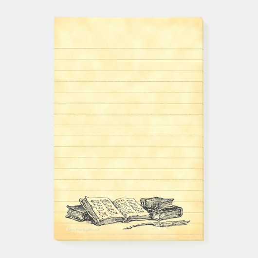  boeken schrijven Quill Faux perkament gevoerd Post-it® Notes (Voorkant)