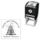 Boeken Stack Fairy Castle Naam Stamp Ex Libris Zelfinktende Stempel (In situ)