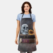  boeken van de schedel Geel Zonnebloem Gothic Schort (Gedragen)