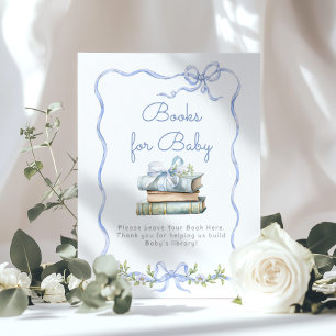 Boeken voor baby Blue bow New Chapter baby shower Poster
