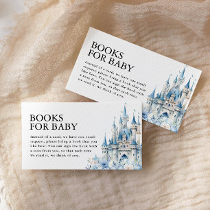 Boeken voor Baby Blue Fairytale Castle Baby shower Informatiekaartje