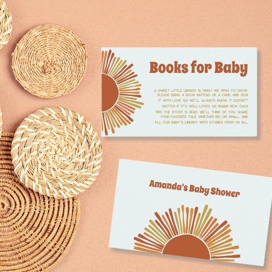 Boeken voor Baby Boho Retro Boy Baby shower Informatiekaartje