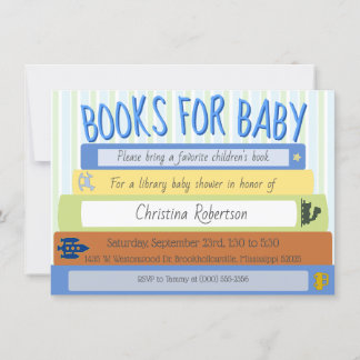 Boeken voor Baby Boy Baby shower Invitation Kaart