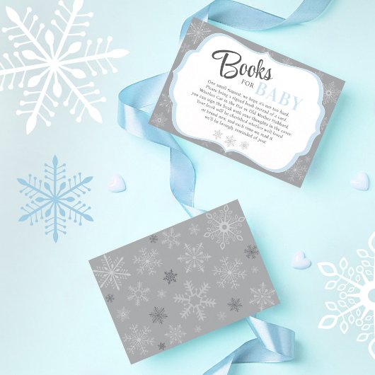 Boeken voor Baby Boy Blue & Grey Snowflake Winter Informatiekaartje