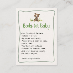 Boeken voor Baby Cute Bear Baby Shower Informatiekaartje