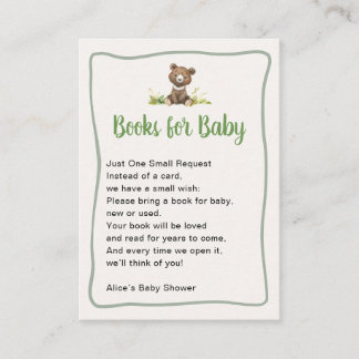 Boeken voor Baby Cute Bear Baby Shower Informatiekaartje
