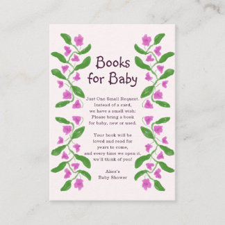 Boeken voor Baby Cute Florale Baby Shower Informatiekaartje