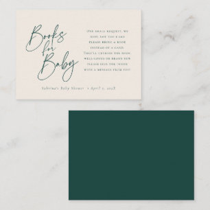 Boeken voor Baby   Elegant Script Emerald Green Informatiekaartje