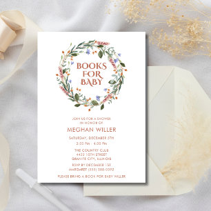 Boeken voor Baby Floral Baby shower Invitation Kaart
