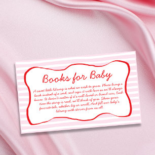 Boeken voor baby golvend kader roze & rode baby sh informatiekaartje