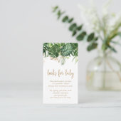 Boeken voor Baby Greenery Gold Tropical Baby showe Informatiekaartje (Staand voorkant)