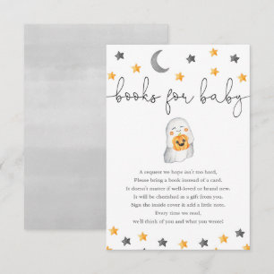 Boeken voor Baby Halloween--spookbaby shower Informatiekaartje