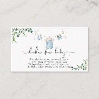 Boeken voor Baby Laundry Blue Greenery Baby shower Informatiekaartje