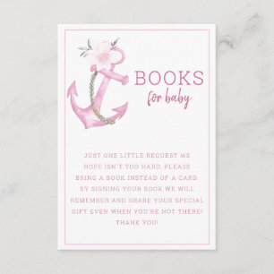 Boeken voor Baby Nautical Anchor Girl Baby shower Informatiekaartje
