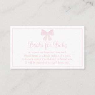 Boeken voor Baby Pink Bow Preppy Baby shower Visitekaartje