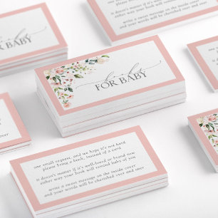 Boeken voor Baby Pink Floral Baby shower Enclosure Visitekaartje