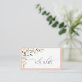 Boeken voor Baby Pink Floral Baby shower Enclosure Visitekaartje (Staand voorkant)