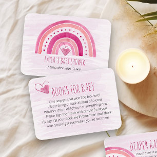 Boeken voor Baby Pink Rainbow Baby shower Informatiekaartje