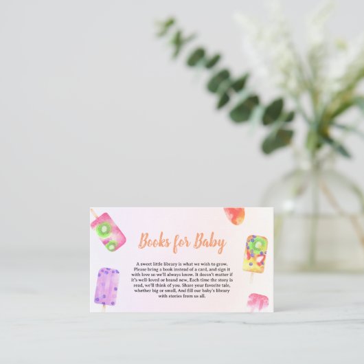 Boeken voor Baby Popsicle Waterverf Baby shower Informatiekaartje (Staand voorkant)