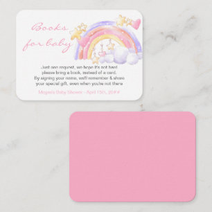 Boeken voor Baby Rainbow Stars Pink Baby shower Informatiekaartje
