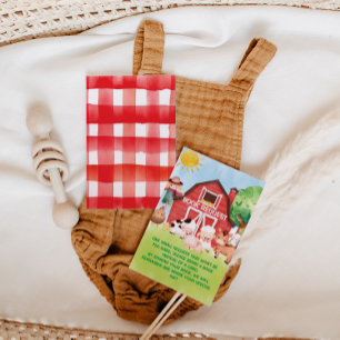 Boeken voor Baby Red Green Farm Animals Baby showe Informatiekaartje