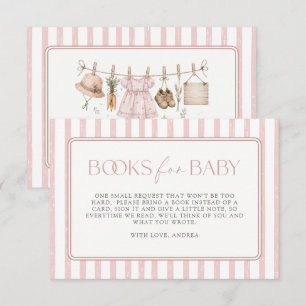 Boeken voor Baby Roze Lokale Baby Shower Informatiekaartje