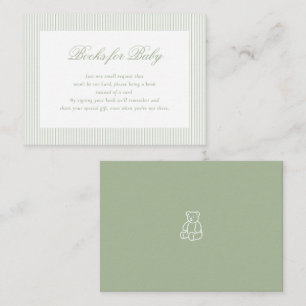 Boeken voor baby Sage groene babyshower cadeaus Informatiekaartje