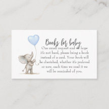 Boeken voor Baby shower Insert Kaart – Blue Elepha