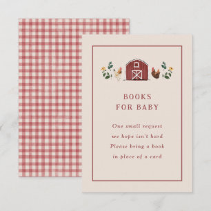 Boeken voor baby shower met kippen schuur charmant informatiekaartje
